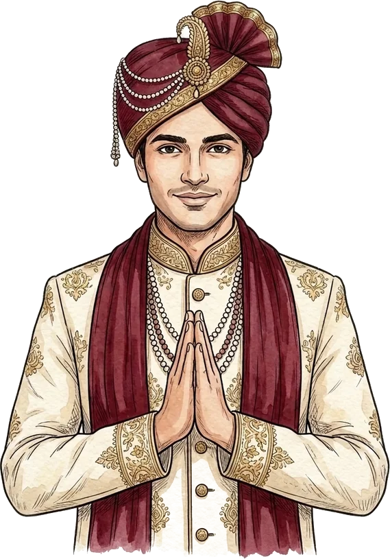 Hand-drawn illustration of the groom